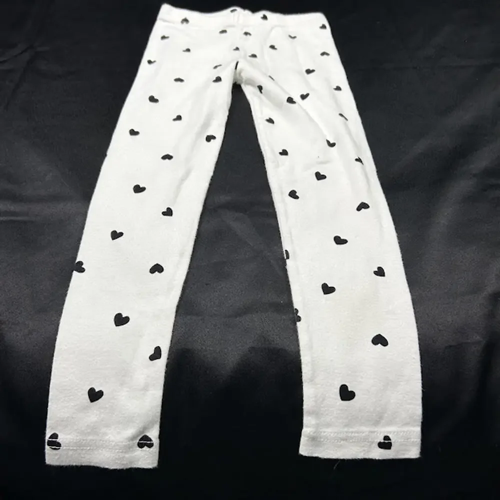 Gymboree‎ Girls White Leggings Black Hearts Size 6Y